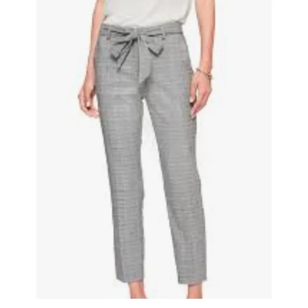 Banana Republic Gray Avery Glen Plaid Tie Waist Tailored Ankle Pant‎ Womens 8 - Image 3