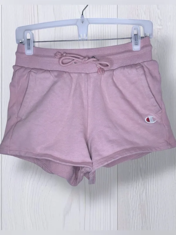 CHAMPION Dusty Rose Drawstring Athletic Sweat Shorts with Pockets - Image 3