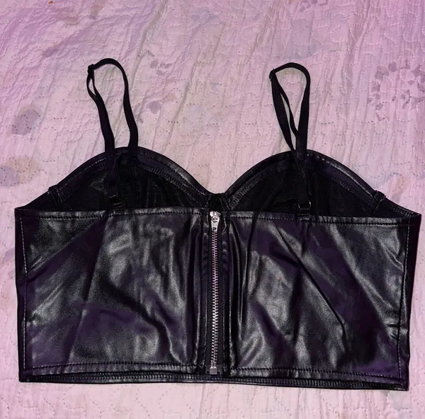 SheIn black Leather Crop Top - Image 2