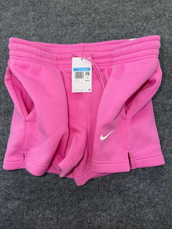 Nike Standard Fit Mid Rise Women's Pink Athletic 4”Length Drawstring Shorts - Image 6