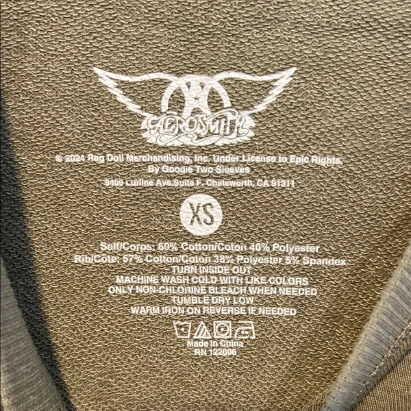 Aerosmith Olive Women's Long Sleeve Sweatshirt with Studded Stars 0317267 - Image 2