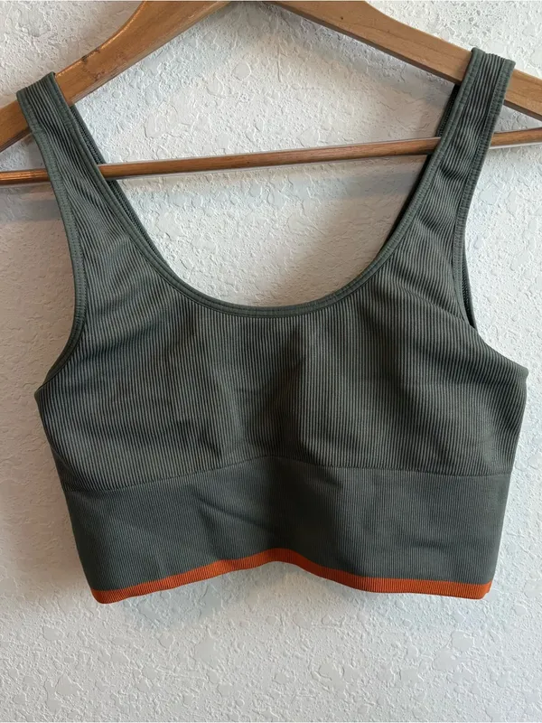 Outdoor Voices Green Orange Sports Bra Size Medium - Image 2