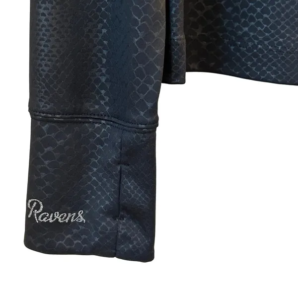 NFL Baltimore Ravens All Sport Couture Womens Black Snakeskin Quarter‎ Zip Large - Image 3
