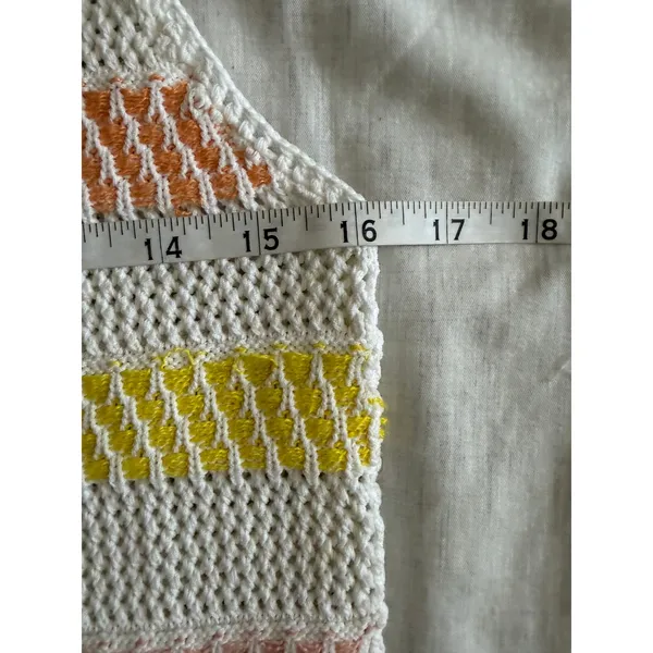 Alice + Olivia Croquet Tank Top Womens Small White Rainbow Stripe Semi Sheer - Image 7