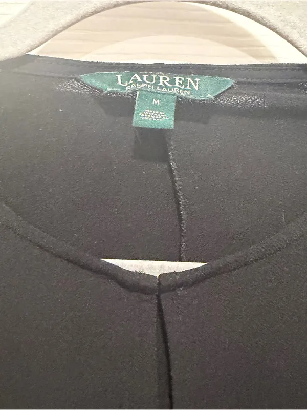 Lauren Ralph Lauren Black Layered Tunic Top Women’s M Long Sleeve Stretch Blouse - Image 2