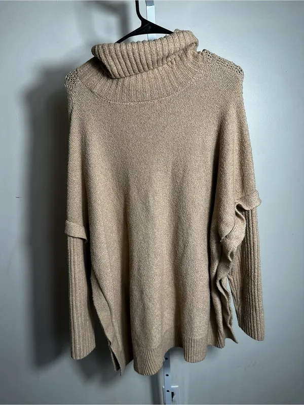 N271. Simply Vera Vera Wang Cable Knit Turtleneck Sweater - Beige - Image 3