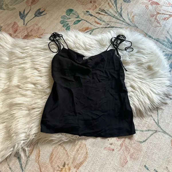 REFORMATION Leah Cowl Neck Top In Black - Image 5