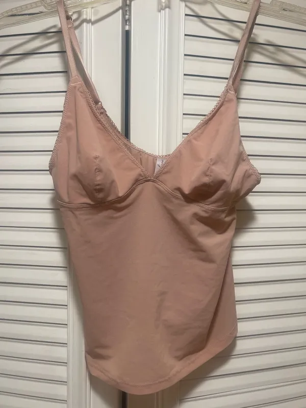 Out From Under Urban Outfitters Cami Top Pink Nude V-Neck Picot Trim Y2K Small - Image 2