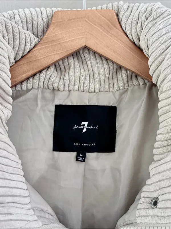 7 For All Mankind Tan Corduroy Puffer Vest Large - Image 2
