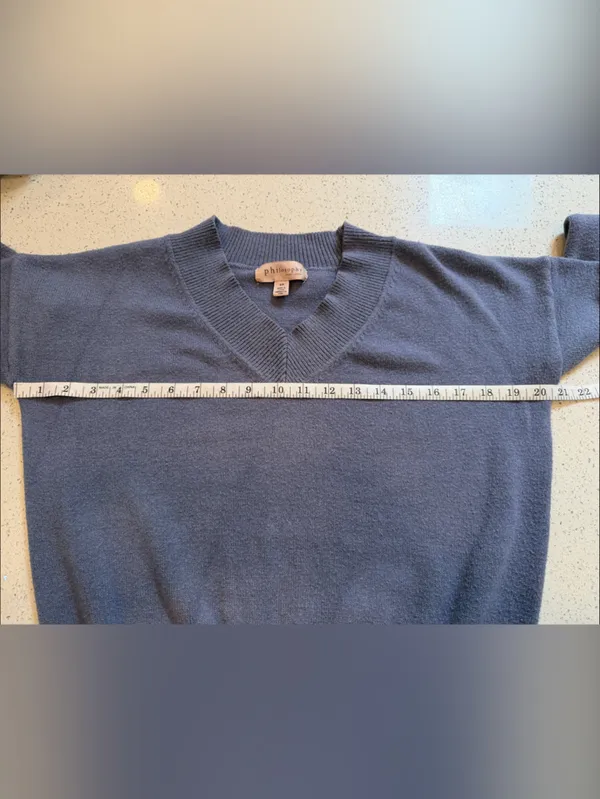 Philosophy Soft V-Neck Sweater in Dusty Blue - Image 5