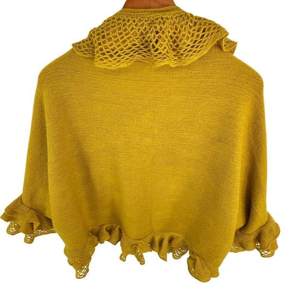 DonnaDiosa Mustard Yellow Ruffle Lace Open Cardigan Coquette‎ Cottagecore S/M - Image 3