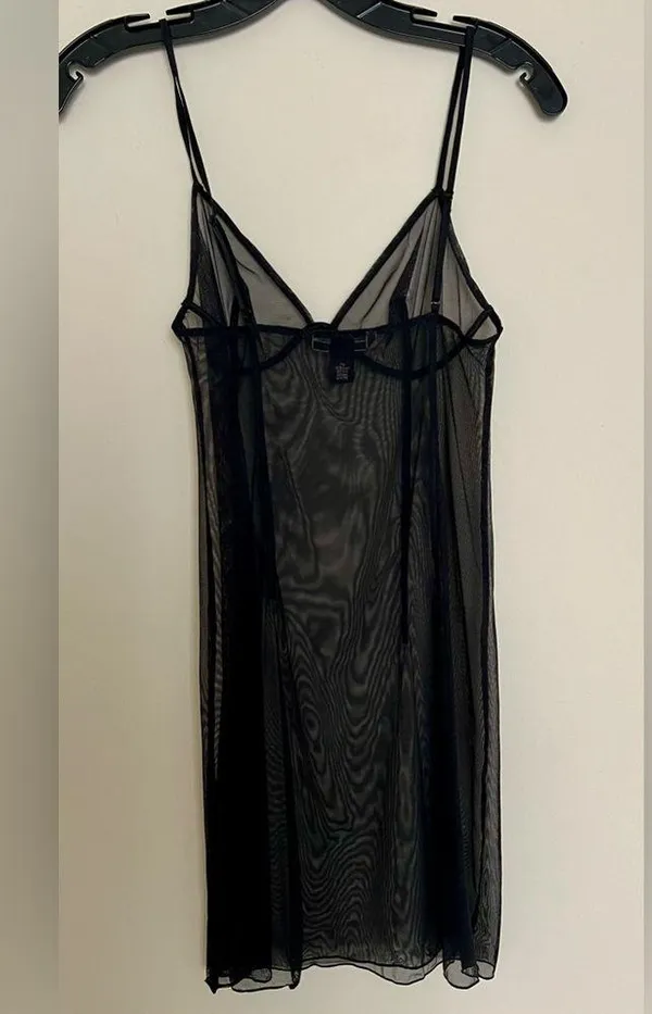 Victoria's Secret BLACK SHEER CHEMISE SLIP XS - Image 2
