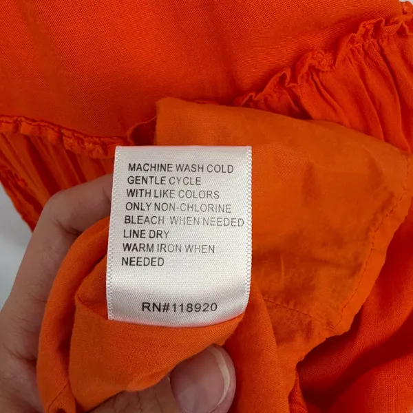 Lucy Paris Orange Smocked Tiered Maxi Dress‎ Ruffle Straps Linen Blend Small - Image 5