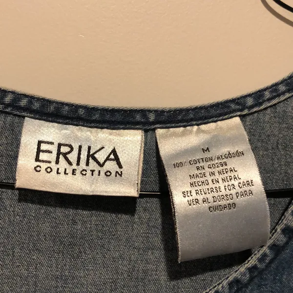Vintage 90s Y2K Erika Collection Embellished Faded Denim Dress - Image 6