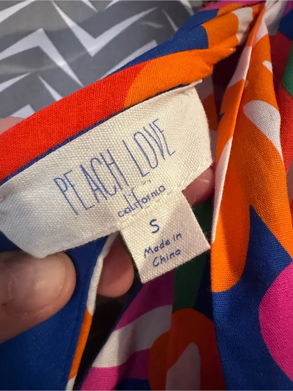 Peach Love CA | Bright Floral Dress, Small - Image 7