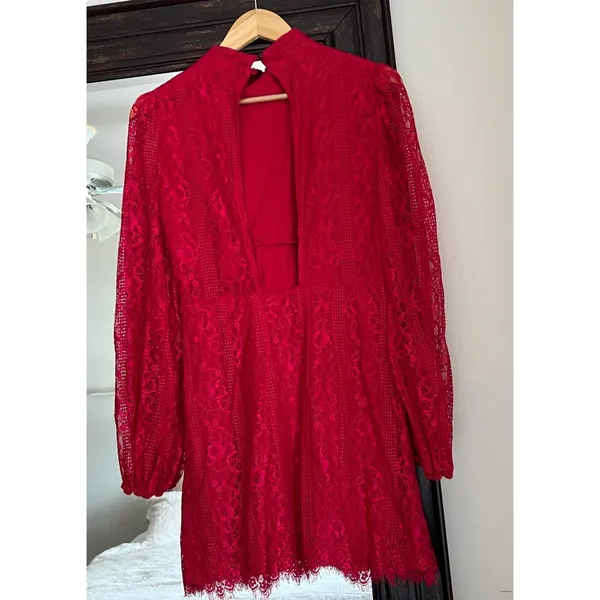 Maeve Red Open Back Mini Dress Size US 6 - Image 3