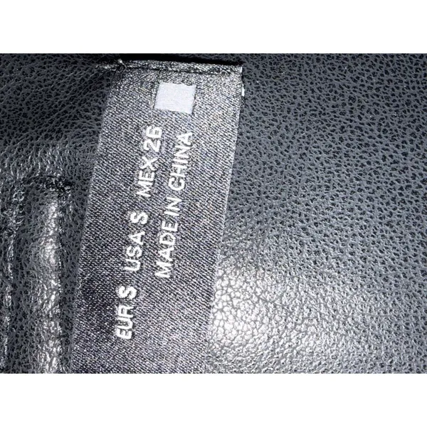 Zara Black Faux Leather Paperbag‎ Waist Shorts with Tie Belt Womens Small - Image 3