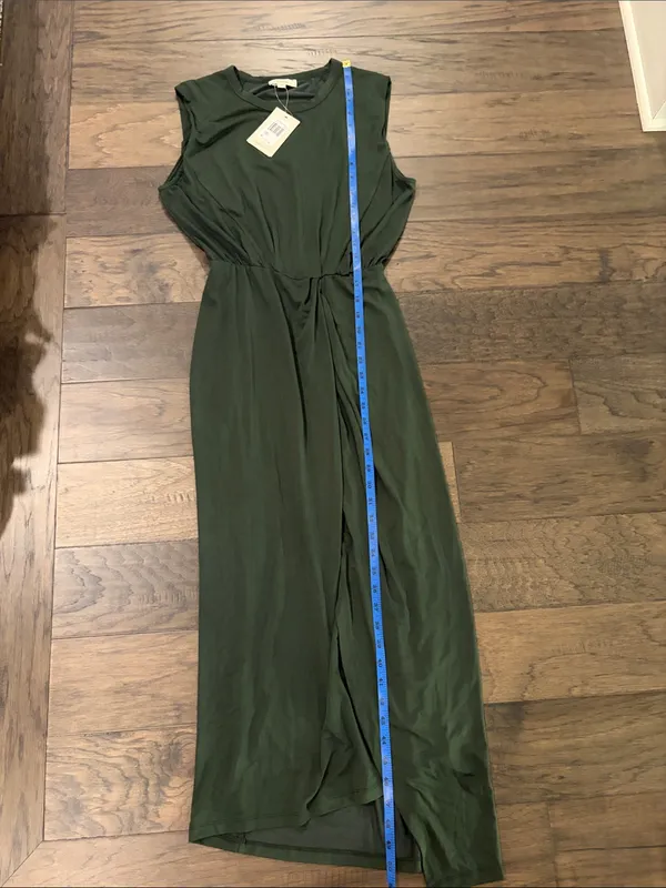 New With Tags Elan Front Slit Dark Green Midi Dress Sz S - Image 11