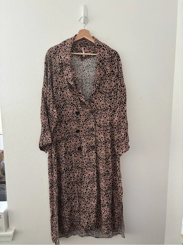 Free People Daria Leopard Print Trench Shirt Dress - Image 2