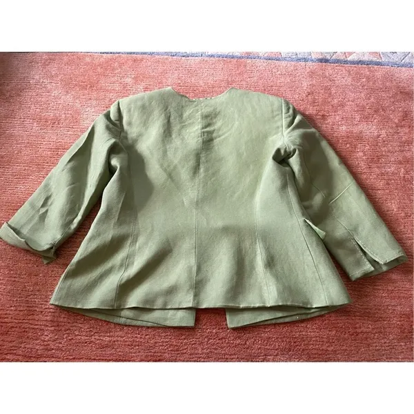 EMILY Linen jacket with buttons and lining M Green Size M - Image 8