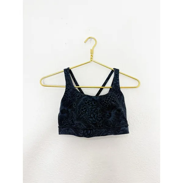 Lululemon Free To Be Serene Bra Size 6 Strappy Back Floral Print Blue Yoga - Image 4