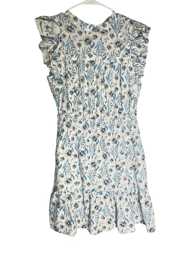 Universal Thread Blue Floral Ruffle Dress | Cotton Linen Blend | Size M - Image 8