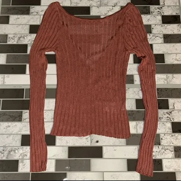 NWOT Free People Hits Different Lace-Up Top in Rusted Coral Sz S - Image 9