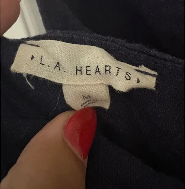 LA Hearts Navy Blue Linen Backless Romper PacSun - Image 5