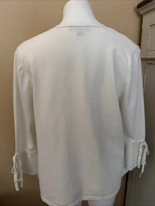 Ann Taylor Cream Open-Front Blazer Cardigan - Image 6