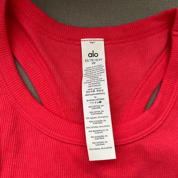 Alo Yoga Apsire Tank Candy Red/White XS - Image 3
