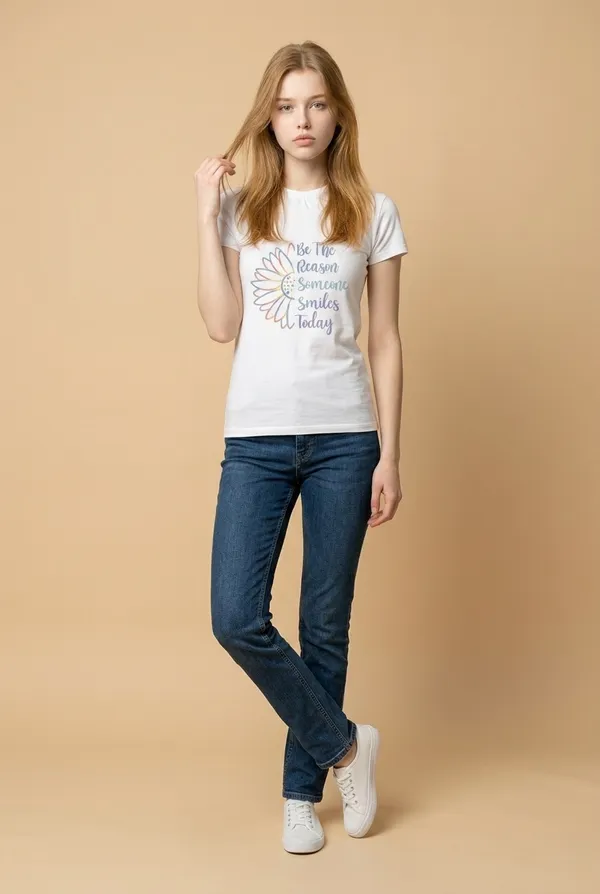 Gildan Unisex 100% White Cotton “Be the Reason Someone Smiles Today” TShirt Size XL - Image 2