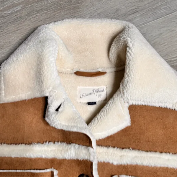 Universal Thread Sherpa Lined Suede Jacket Brown Womens‎ Medium M - Image 4