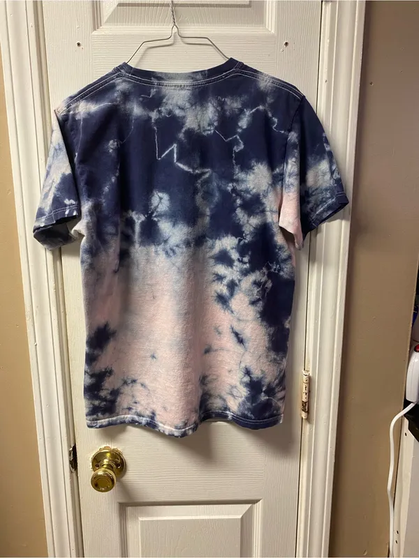 Graphic Tie-Dye Short Sleeve Tee - Pink & Navy - Image 4