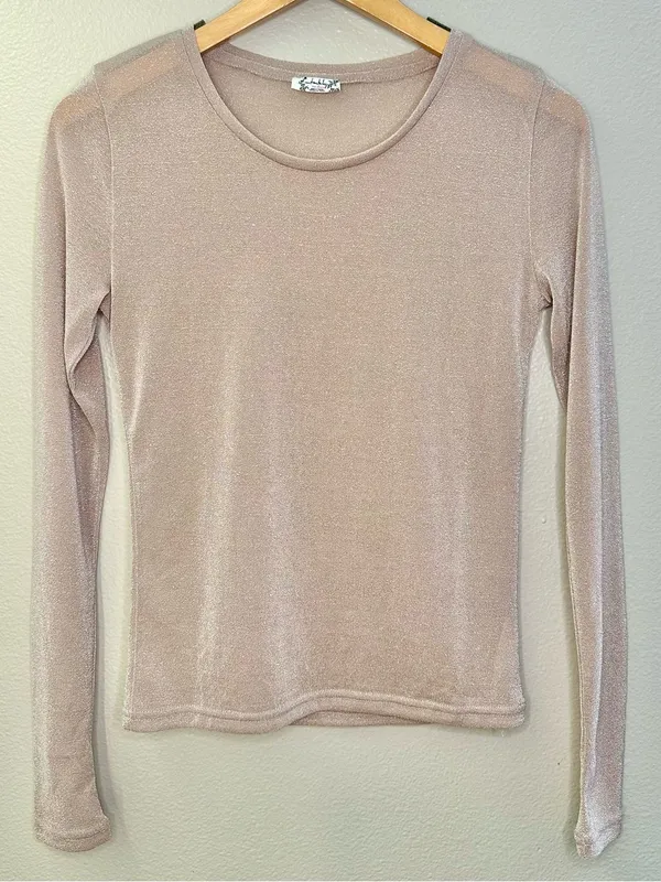 Free People Intimately Mesh So Well Layering Top Sheer Metallic Rose Gold - Image 3