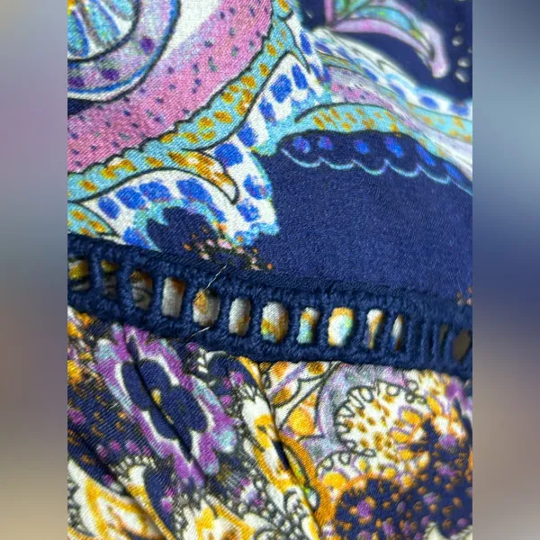 Johanne Beck Floral Paisley Print Silk Lace Tiered Maxi Dress Strap Boho. SZ S/M - Image 11