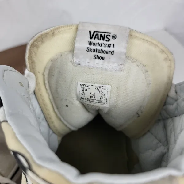 Vans Unisex Sk8 Hi Womens 9.5 Skate Cream Suede Checker‎ Flame Classic Sneaker - Image 10