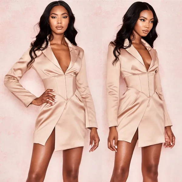 House of CB Allonia Corset Blazer Jacket Long Sleeved Dress Sexy Retro Glam L+ - Image 2