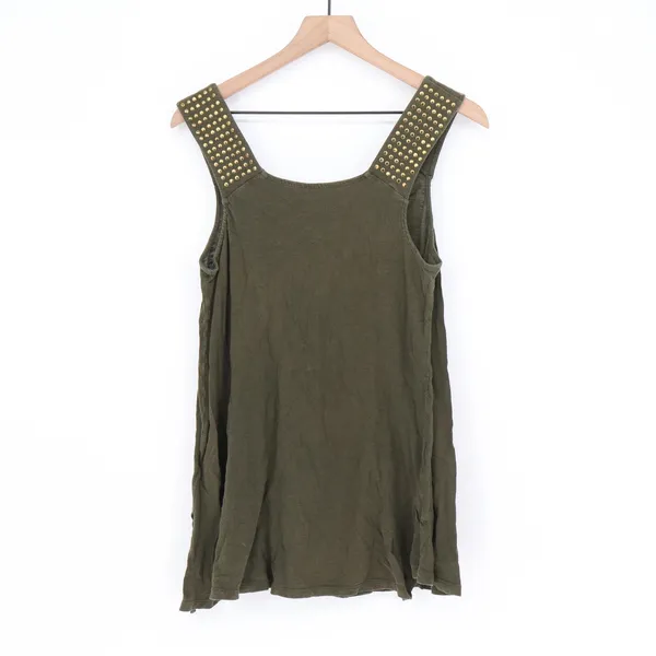 Liz Lange Tank Top Womens M Studded Straps Olive Green Cotton Casual Excellent - Image 5