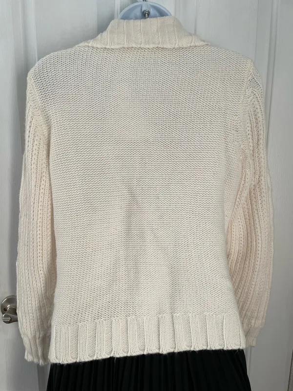 Women’s St John’s Bay Cream Zip Up Sweater Cardigan Size Small Petite - Image 4