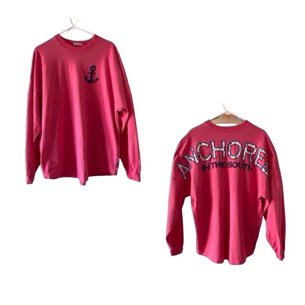 Spirit jersey - Anchored in the South Oversized Cotton Coastal Style Size M pink - Image 2