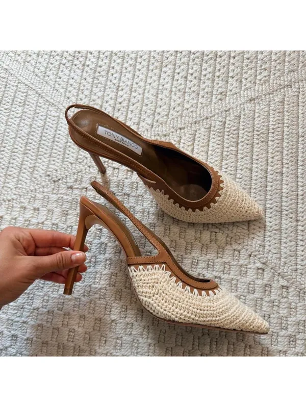 Tony Bianco Athena Natural Crochet/Tan Pumps - Image 2