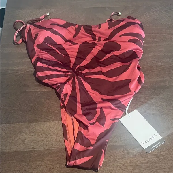 Vitamin A Coral & Burgundy Tropical-Print One-Piece Swimsuit - Image 2