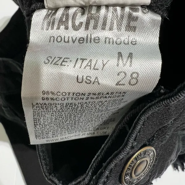 Machine Nouvelle Mode Black Denim Shorts Frayed Hems Size 28 USA Medium - Image 6