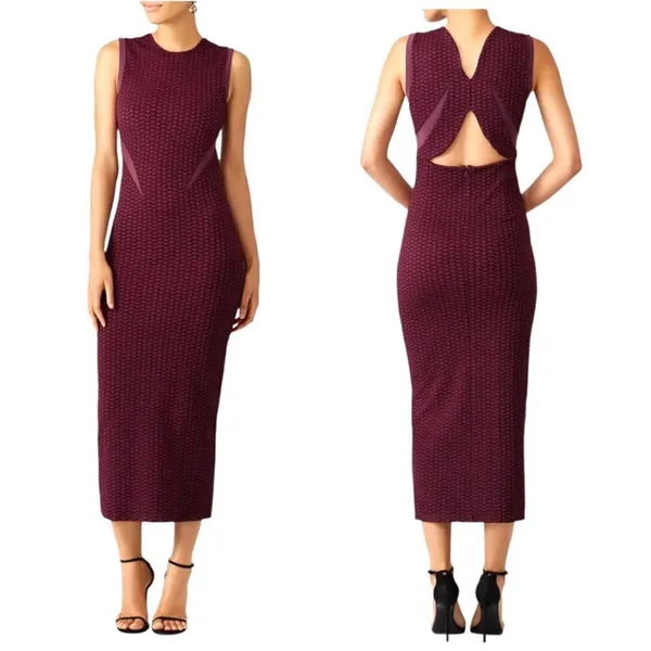Opening Ceremony Dress Women‎ Large Purple Plum Cut Out Thalia Puckered Midi NWT - Image 2