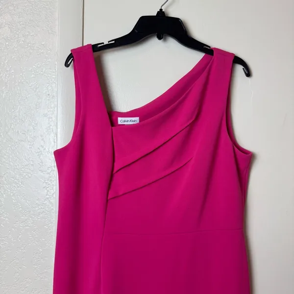 Calvin Klein Women's Asymmetrical-Neck Sheath Dress Size 14 - Image 3