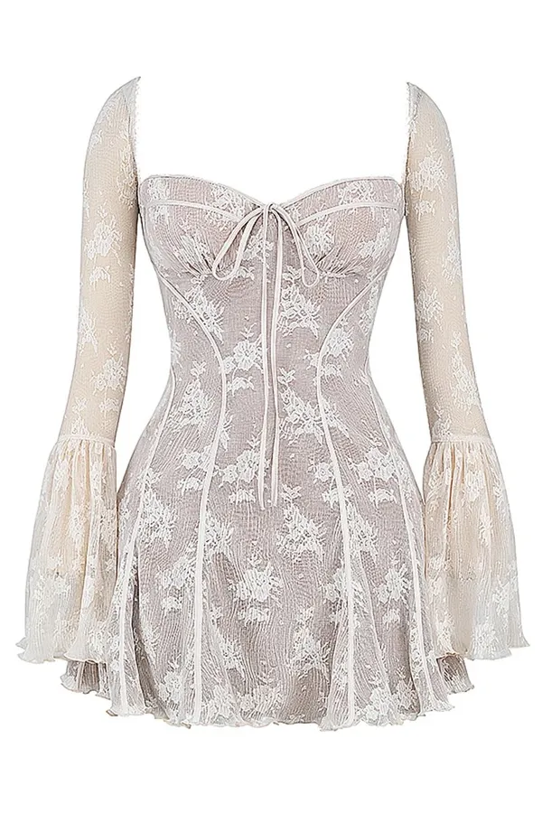 NWOT House of cb ANALISSA Vintage Cream Lace Corset Dress in long. Size Large+ - Image 15