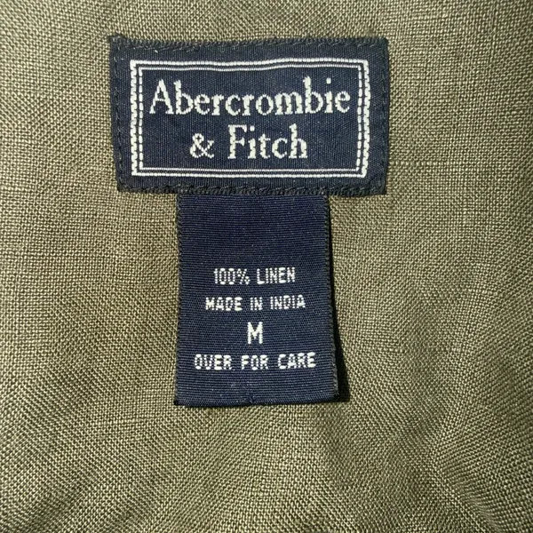 Abercrombie Fitch Vintage Y2K 90s Layering Babydoll Linen Military Green Dress M - Image 5