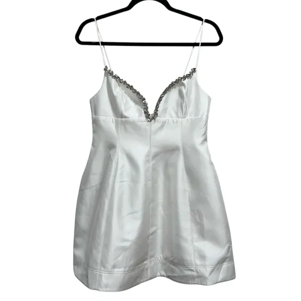 NEW NWT Acler Oakwood Rhinestone Embellished Mini Dress In Ivory - Image 4