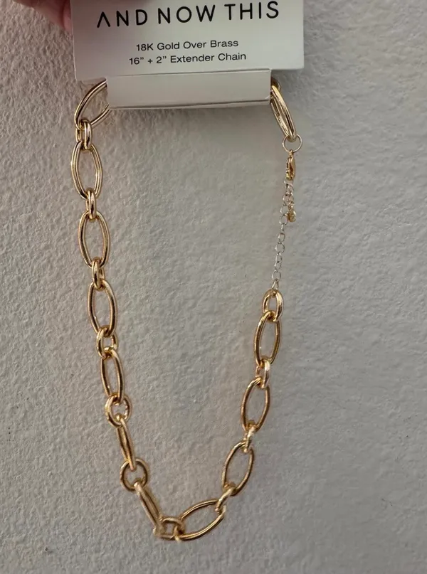 And Now This 18K Gold Plated Cable Chain Necklace 16+2 extender - Image 4