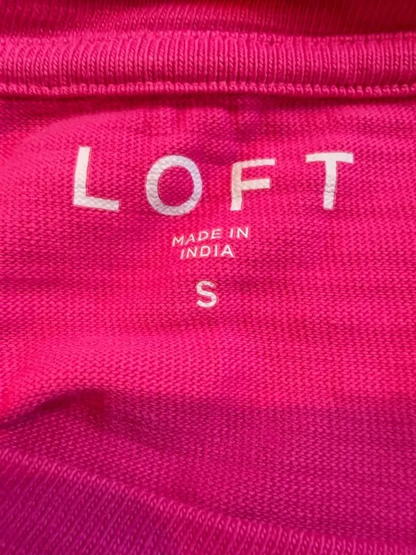 LOFT Hot Pink Cotton Detailed Short Sleeve Shoulder Detail Size Small - Image 7